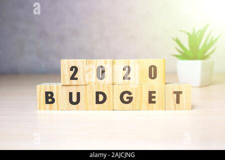 New Year budget concept - BUDGET 2020 written on wooden blocks Stock Photo