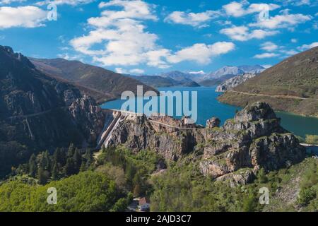 Luna's Reservoir from aerial view Stock Photo