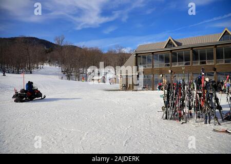 The main building of Mont-Orford Ski Resort. Mont-Orford.Orford.Quebec.Canada Stock Photo