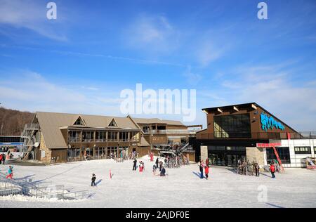 The main building of Mont-Orford Ski Resort. Mont-Orford.Orford.Quebec.Canada Stock Photo