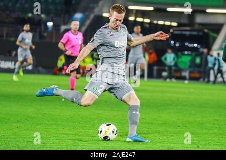 Wolfsburg, Germany, December 12, 2019: football player Robert Beric in action during the UEFA Europa League match between Wolfsburg and Etienne Stock Photo