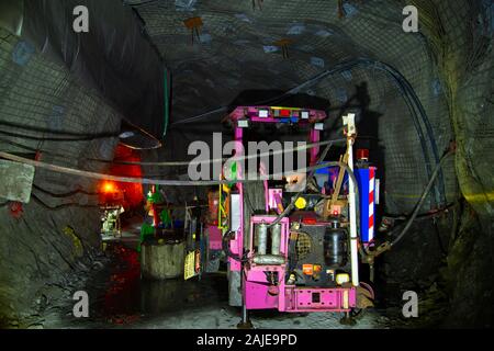 Drill Rig in Underground Mine Stock Photo