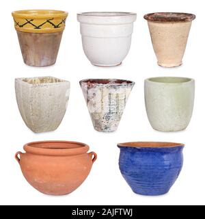 Collection with flower pots, isolated Stock Photo