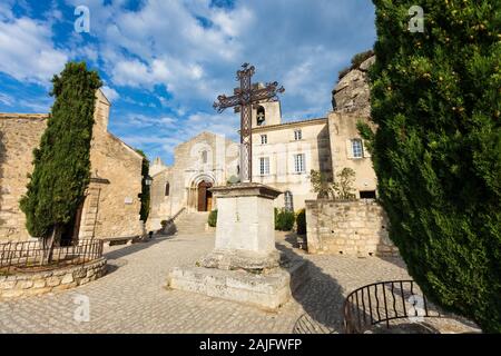 Famous medieval church and castle Les Baux-de-Provence, Provence, France Stock Photo