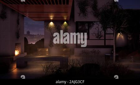 3D-rendered exterior Stock Photo