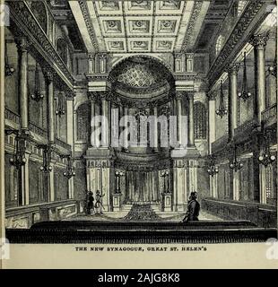 The Pictorial handbook of London : comprising its antiquities, architecture, arts, manufacture, trade, social, literary, and scientific institutions, exhibitions, and galleries of art : together with some account of the principal suburbs and most attractive localities ; illustrated with two hundred and five engravings on wood, by Branston, Jewitt, and others and a new and complete map, engraved by Lowry . nnually is very great, and it iscalculated that the Rothschild family alone distribute annually near10,000/. in charitable gifts. Their Synagogues. There are several Synagogues in the city be Stock Photo