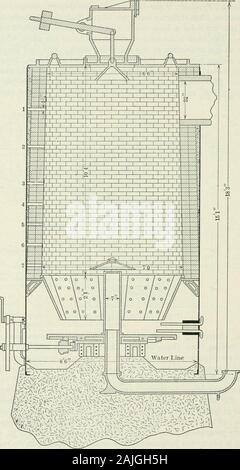 Transactions . Jet Blows Fig. 10.—Swindell producer. Depue. Screenings through 13^-in. (31.75-mm.) mesh are used as fuel,these coming from Granville and Cherry, 111. In addition, SouthernIlhnois run-of-mine coal is being used. The experience with washed nutshowed unusually good results, but the cost made this material prohibitive.The producers are cleaned down once in 24 hr., at which time thefalse bars are driven in through the ash bed, and the work is carried onmuch the same as at Peru. The average thickness of ash below theblow is at first 3 to 33^^ ft. (0.9 to 1.0 m.). It is intended to le Stock Photo