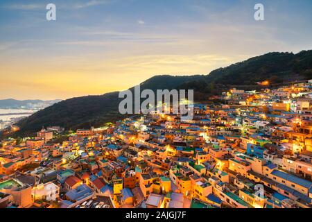 Panorama view of Gamcheon Culture Village located in Busan city of South Korea. Tourism, summer holiday, or sightseeing Busan landmark concept Stock Photo