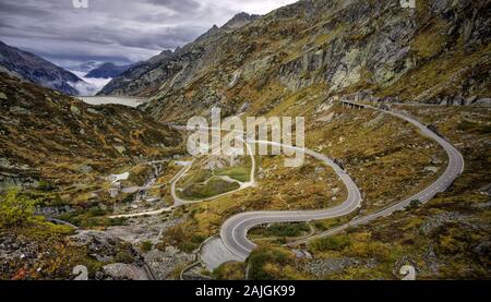 Panoramic view of Lake Grimsel, Switzerland. Stock Photo