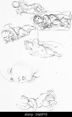 Facsimiles of original studies by Raffaelle in the University Galleries, Oxford . tW. Stock Photo