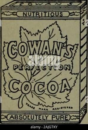 Canadian grocer July-December 1908 . is increasing. See that your stocksare complete so that you lose nosales in the best season. We have now ready two new hangers,one an exact representation of amember of the N.W. Mounted Police. A post card addressed to BOVRIL Ltd. 27 St. Peter St. MONTREAL will bring you, Express prepaid, asupply of attractive show cards foryour store. 55 CEREALS AND CONFECTIONERY The Canadian Grocer Pure Fresh Delicious COWANS Cocoa and Chocolate. The name Cowans standsfor the highest grade of qualityin Cocoa and Chocolate. Itis the choice of particularpeople—people who ar Stock Photo