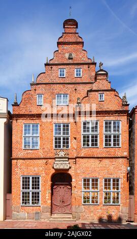 Historic house facade, Güstrow, Mecklenburg-West Pomerania, Germany, Europe Stock Photo