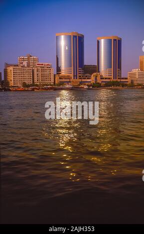 Dubai Creek waterway life and soul of this famous city and worldwide tourist destination looking towards Deira side Stock Photo