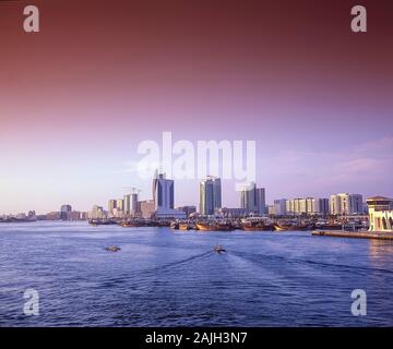 Dubai Creek waterway life and soul of this famous city and worldwide tourist destination from the Maktoum bridge Stock Photo