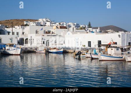 Fishing Boats, Old Port of Naoussa, Paros Island, Cyclades Group, Greece Stock Photo