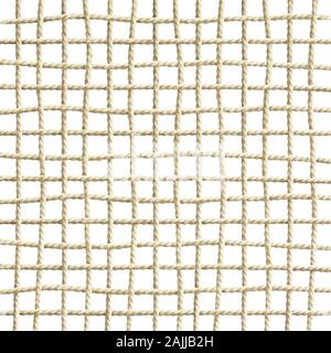 Background of intertwined rope in the form of a grid isolated on white Stock Photo