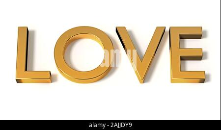 3d golden word LOVE isolated on a white background. 3d rendering Stock Photo