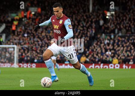 London, UK. 04th Jan, 2020.  Anwar El Ghazi of Aston Villa in action. The Emirates FA cup, 3rd round match, Fulham v Aston Villa at Craven Cottage in London on Saturday 4th January 2020. this image may only be used for Editorial purposes. Editorial use only, license required for commercial use. No use in betting, games or a single club/league/player publications. pic by Steffan Bowen/Andrew Orchard sports photography/Alamy Live news Credit: Andrew Orchard sports photography/Alamy Live News Stock Photo