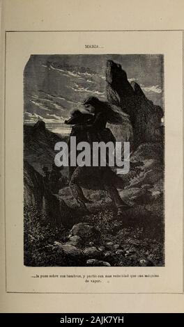 Maria (memorias de una huérfana) . r, por cuyos claros penetrabaacá y allá la luz de la luna, produciendo efectos poéticamente fan-tásticos. XXXIII. —¡Adelante, adelante! dijo María. Perdámonos: pongámonos ensitio donde no puedan dar con nosotros. Cuando sentimos el deseo de andar con una rapidez superior ánuestras fuerzas, pensamos naturalmente en un elemento de loco-moción que está fuera de nosotros, que es mas poderoso infinita-mente que nosotros. María pensó en un caballo, en un cocbe, en una locomotora. De improviso lanzó un grito. El marqués, obedeciendo la voluntad de María, se volvió, Stock Photo