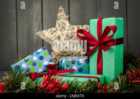 Dark green gift wrapping paper with stars