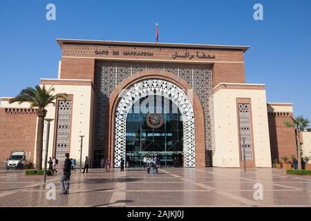 Railway station building in Marrakesh, Morocco Stock Photo
