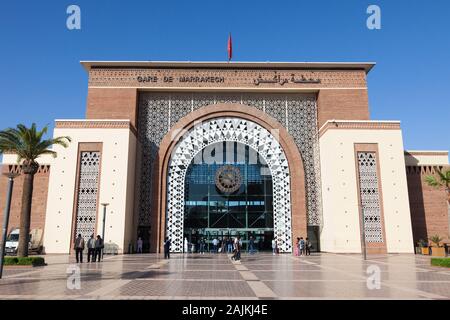 Railway station building in Marrakesh, Morocco Stock Photo
