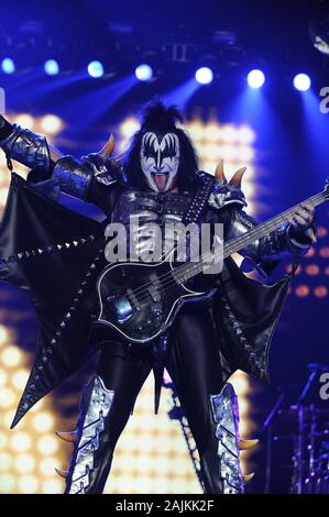 Assago Milano Italy  18/06/2013 ,Live concert of Kiss at the Mediolanum Forum , Monster World Tour : Gene Simmons 'the Demon' during the concert Stock Photo