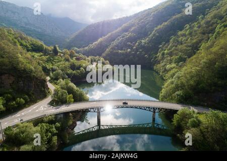 Tanes reservoir from aerial view Stock Photo