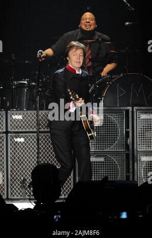 Milan Italy, 27 November 2011,Live concert of Paul McCartney at the  Forum Assago : Paul McCartney during the concert Stock Photo