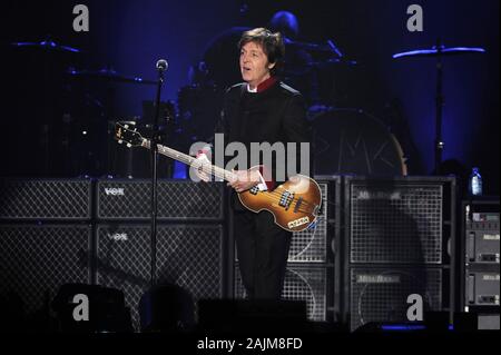 Milan Italy, 27 November 2011,Live concert of Paul McCartney at the  Forum Assago : Paul McCartney during the concert Stock Photo