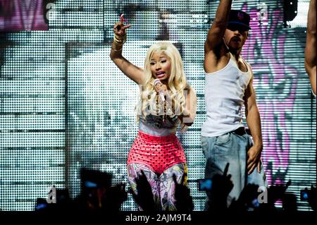 Milan Italy, 21 June 2012 , Live concert of Nicki Minaj at the Alcatraz: The singer Nicki Minaj during the concert Stock Photo