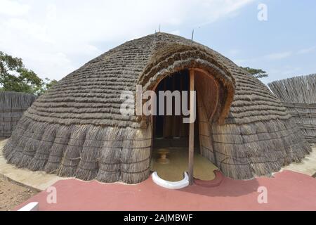 Reconstruction of the King of Rwanda's palace at Nyanza in Rukari Ancient History Museum. Rwanda Stock Photo