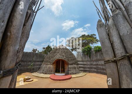 Reconstruction of the King of Rwanda's palace at Nyanza in Rukari Ancient History Museum. Rwanda Stock Photo