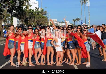 Rio de Janeiro, February 11, 2012. Revelers during the sympathy parade is Quase Amor at the street carnival of the city of Rio de Janeiro, Brazil. Stock Photo