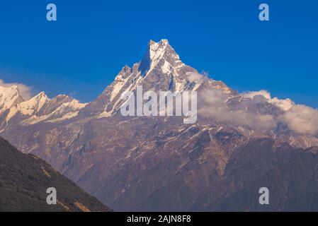 Machapuchare, fishtail mount, in pokhara, nepal Stock Photo