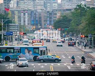 Taipei, DEC 2: Aerial view of the cityscape, traffic of Xinyi District on DEC 2, 2013 at Taipei, Taiwan Stock Photo