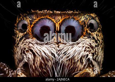 Portrait of a jumping spider magnified 10 times Stock Photo