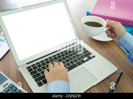 Man Working on a web Design. free space on screen for text. Stock Photo
