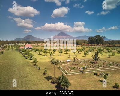 Natural farming theme in Nicaragua aerial drone view Stock Photo