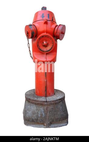 Red fire hydrant or fire plug, isolated on a white background Stock Photo