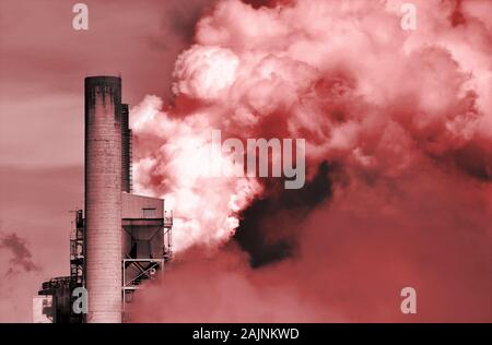 Dangerous pollutants from a paper factory Stock Photo