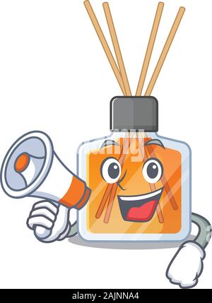An icon of air freshener sticks having a megaphone Stock Vector