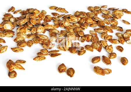 Healthy vegan snack of pumpkin seeds roasted with olive oil and salt Stock Photo