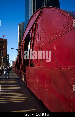 Red-painted structural beam on Clark Street Bridge, Chicago, Illinois, USA Stock Photo