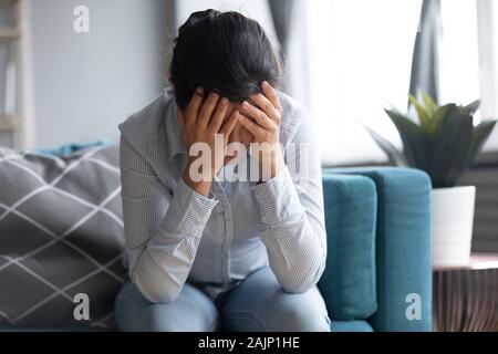 Desperate woman. Mistake regret. Sorrow grief. Portrait of depressed ...