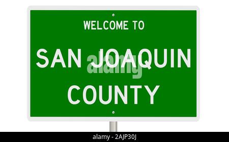 Rendering of a green 3d highway sign for San Joaquin County Stock Photo
