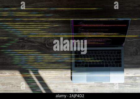 Programming code abstract technology background Developer programming and coding technology  software developer and Computer script Stock Photo
