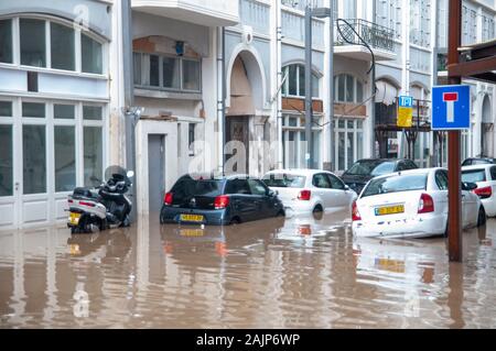 On January 4th 2020, heavy rainfall caused massive flooding in Tel Aviv Jaffa, Israel causing at least 2 deaths and countless damages to property and Stock Photo