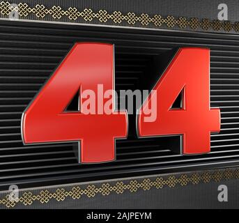 Glowing red neon number 44 (number forty-four) on a perforated metal  background. 3D illustration Stock Photo - Alamy