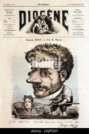 Portrait de Georges Bizet par Meyer - in "Diogene", 28/09/1867. Stock Photo